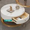 Mesa de centro de tablero de roca para sala de estar, hogar, combinación nórdica, simple, moderna, para apartamento pequeño, mesa de centro pequeña, redonda, ligera, de lujo.