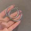 Pendientes de aro grandes de estilo europeo y americano exagerado para mujer, pendientes de aro de plata minimalistas de alta gama, mismo estilo que usan las chicas populares, venta al por mayor