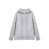 Diseño único, color liso, algodón compuesto de alta densidad, sudadera corta con capucha para mujer, top casual de corte holgado