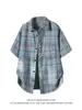 Camisa de Manga Corta a Cuadros Retro para Niños, Nuevo Estilo de Verano, Moderna Japonesa, Talla Grande, Holgada, Casual, Versátil Camisa de Media Manga