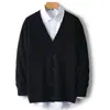 Cardigan de Lana de Cuello en V Nuevo Llegado Chaqueta de Punto para Hombre Suéter de Cachemir Holgado de Color Sólido Manga Larga Casual Versátil 2024