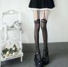 Meias Jarrete Sexy Femininas, Meias Pretas, Meias-Calça Peça Única de Renda de Rede, Meias Finas Vazadas Estilo Japonês JK de Tubo Alto Vazadas, Pernas Bonitas, Estilo Puro Desejo