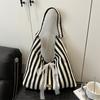Bolso Tote de Rayas de Doble Cara a la Moda para Viajeros, Diseño Simple de Nicho, Bolso de Mano, Bolso de Hombro Elegante de Gran Capacidad