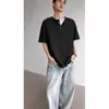 Camiseta de Manga Corta de Seda de Hielo Texturizada para Hombre, Verano Americano, Diseño Simple, Top Holgado y Versátil, Camiseta de Media Manga