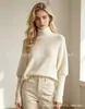 Nuevo suéter de punto holgado de cuello alto para otoño e invierno, europeo y americano, para mujer, color liso, jersey casual, adecuado como prenda exterior