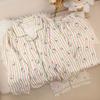 Nuevo Conjunto de Pijama Dulce de Algodón Nube Fino y Suave para Primavera y Otoño 2025, Manga Larga y Pantalón Largo
