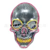Cabeza de Fantasma de Halloween Calavera Plateada Máscara Brillante Cabeza de Fantasma LED Máscara de Atmósfera de Terror Máscara de Luz Fría