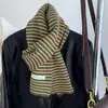 Cachecol Listrado Colorido da Moda para Meninas, Outono e Inverno Estilo Coreano Moda Universitária Cachecol de Lã Macia Tricotado Quente para Pescoço