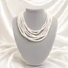 Moda japonesa y coreana cadena hilo perla pequeña multicapa perla de vidrio cadena para suéter collar superpuesto pequeña fragancia cadena corta para clavícula