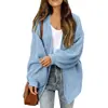 Nova coleção outono e inverno feminina da Amazon: cardigã de malha grossa com mangas sino e bolsos, peça de outer wear feminina da moda