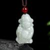Jade Birmano Natural Grado A Verde Claro Colgante Dios de la Riqueza Jade Iceseed Piedra Colgante de Riqueza para Hombres y Mujeres Jade Yu Pei Sihui