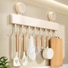 Gancho Móvel de Ventosa para Cozinha, Barra Suspensa Sem Furos, Suporte de Gancho para Utensílios de Cozinha Montado na Parede, Suporte para Armazenamento de Colheres e Espátulas