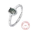 Nuevo anillo de plata S925 con musgo verde, ágata y hierba acuática para mujer, comercio exterior de Amazon, noble deseo, nuevo producto transfronterizo.