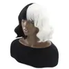 Fábrica em estoque Europeu e Americano Preto e Branco Bruxa Kuila COS Peruca Cruella Europeu e Americano Peruca Feminina Seda de Alta Temperatura Touca