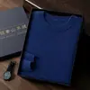Suéter de Cachemira para Hombre de Cuello Redondo Otoño e Invierno, Suéter de Lana Tejido para Caballero de Negocios, Jersey de Manga Larga, Suéter de Cachemira para Vestir en Capas