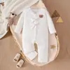 Body de canalé para bebé con tacto de nube, manga larga, aplique de osito, pajarita, mono suave para recién nacido, gateo