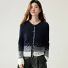 Novedad Otoño e Invierno Cárdigan de Cachemira de Color Degradado para Mujer Cuello Redondo Capa Base Estilo Dulce Holgado Adelgazante Bloque de Color Abrigo