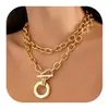 Collar de Cadena Cubana en Capas Transfronterizo Cadena Gruesa Cierre OT Personalizado Estilo Hip-Hop Punk Joyería para Mujer