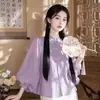 Camisa Shanlida Di Novo Estilo Nacional Chinês com Botão de Sapo Feminina 2026 Primavera Verão Novo Estilo Casual Petite Camisa com Gola Alta
