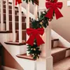 Rojo Caliente Caliente Tela Flocada Roja Esponja Lazo Hecho a Mano Bricolaje Colgante para Árbol de Navidad Lazo Decorativo
