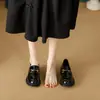 Zapatos de Cuero con Suela Gruesa para Aumentar la Altura para Mujer, Nuevos Mocasines Negros 2024, Estilo Británico Versátiles Populares Slip-On