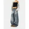Jeans Nuevos de Verano Estilo Cimitarra para Mujer, Marca Americana de Moda, Lavado Retro, Desgastados, Holgados, Casuales, Pantalones Rectos de Pierna Ancha