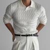 Nuevo Suéter de Punto Otoño e Invierno Camisa Polo para Hombre Cuello en V Tejido de Trenzas Negocio Cuello Solapa Camiseta de Manga Larga Comercio Exterior Venta al por Mayor Transfronteriza