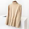 Camiseta Base de Invierno 2022 Estilo Coreano Ajustada Cálida de Cuello Medio Manga Larga para Mujer Casual Talla Grande Camiseta Derong Se Puede Usar por Fuera