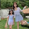 Traje de Baño Infantil 2025 Nuevo de una Pieza Estilo Falda con Cubre-Traje Protección Solar Traje de Baño para Mujer Bebé y Niños de Edad Media Traje de Baño Familiar para Niños