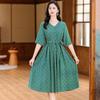 Vestido elegante de seda de algodón de nuevo estilo para mujer, vestido de verano de moda para madres de mediana edad, suelto, de talla grande, estilo occidental para mujeres de mediana edad y mayores.