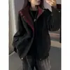 Chaqueta Americana de Cuello Medio Alto Hombro Raglán Otoño 2026 Bloqueo de Color de Alta Gama Silueta Retro Holgada Ropa de Abrigo