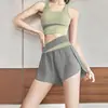 Conjunto Deportivo de Fitness para Mujer Bloque de Color Patchwork Camiseta sin Mangas Shorts Anti-exposición con Almohadillas en el Pecho Yoga Running Conjunto de Dos Piezas