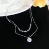 Collar de perlas de circón ultrabrillante estilo ins coreano, cadena para la clavícula moderna y elegante, gargantilla de diseño exquisito de nicho para mujer