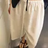 Pantalones blancos cropped simples y casuales para mujer, pantalones anchos versátiles de ajuste relajado para verano, pantalones de pijama, pantalones casuales adecuados para usar al aire libre