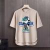 Camiseta de manga curta masculina Moda Marca Verão Manga Solta de Cinco Pontos 2024 Nova Internet Trendy Ins Simples Top Impresso