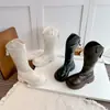 Botas longas e quentes forradas com fleece para meninas para outono e inverno, botas de neve de cano alto infantis, botas de couro estilosas de princesa para meninas