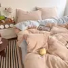 Juego de cuatro piezas de terciopelo de leche de doble cara engrosado para invierno, ropa de cama de forro polar de coral más terciopelo, cálida funda nórdica de franela, sábana