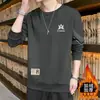 Tecido Pesado 360gMoletom Masculino Outono e Inverno, Forrado com Fleece, Caimento Solto, Gola Redonda, Pulôver, Manga Longa, Blusa Versátil
