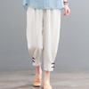 Mãe estilo coreano solto plus size carne cobrindo estilo ocidental artístico retrô algodão linho terno feminino verão duas peças idade-redução