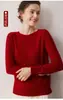 Nuevo Suéter de Punto para Mujer Otoño/Invierno de Primera Línea, Cuello Redondo, 100% Cachemira, Color Liso, Manga Larga, Capa Base