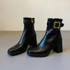 Botines de Tacón Alto Cuadrado de Suela Silenciosa Otoño/Invierno 2025 para Mujer, Botas Delgadas de Tacón Grueso de Lujo Ligero, Botas Delgadas Versátiles de Superficie Suave