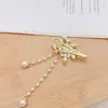 Horquilla Antigua de Flor de Mariposa Borla de Perla Pinza Lateral Accesorios para el Cabello Retro Hanfu Pinza para el Cabello