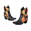 Botas de tacón alto botas de punta nuevo estampado grueso 40 Europa Occidental y Estados Unidos comercio exterior 48 botas de cowboy botas martin tubo corto costura mujer