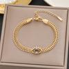Pulsera 100 Europea y Americana Acero de Titanio Color Oro de 18k Libre de Color para Mujer Simple Versátil Elegante Ins Moda Personalizada Joyería de Mano