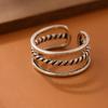 Anillo abierto punk retro elegante con giro de doble capa calado personalizado joyería versátil
