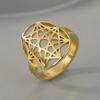 Nuevo anillo hueco de oro de acero inoxidable personalizado de moda con triángulo superpuesto y siete aristas, anillo de estrella, joyería