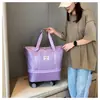 Bolsa Deportiva de Natación con Separación Seco/Húmedo para Mujer, Gran Capacidad, Expandible, con Ruedas Universales, Bolsa de Equipaje de Viaje