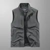 Colete de Trabalho ao Ar Livre Masculino Primavera e Outono Casual com Múltiplos Bolsos com Aba Colete Roupas de Pesca Colete Colete Esportivo Jaqueta Tendência