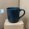 Estilo Nórdico Simples Criativo Padrão Vertical Cerâmica Copo de Chá Copo de Café Casal Copo de Água com Copo de Leite Caneca