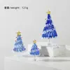 Conjunto de enfeites de árvore de Natal escovados transfronteiriços, artesanato em vidro de Zibo, presente de Natal, decoração de mesa atacado